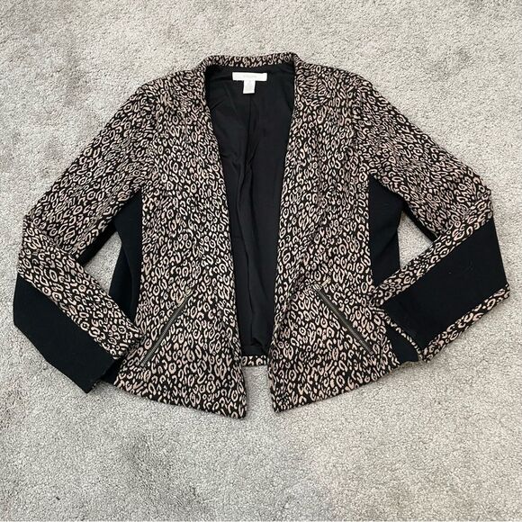 Chico’s Leopard Cheetah Moto Blazer Size 2 / Large (12) - Picture 5 of 10